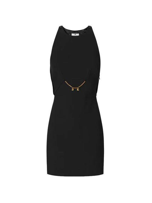 DOUBLE CREPE AND GEORGETTE DRESS ELISABETTA FRANCHI | AB80856E2110 Nero